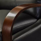 Ensemble de 2 fauteuils inclinables manuels en cuir véritable, inclinaison à 159°