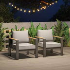 Salon de jardin en aluminium, canapé d'extérieur modulable avec 5 coussins épais, 4 accoudoirs et table basse pour jardin, terrasse, arrière-cour
