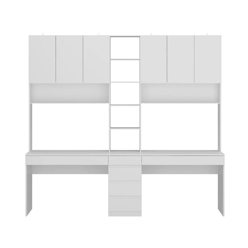 Bureau de jeu et de travail moderne spacieux blanc pour deux personnes