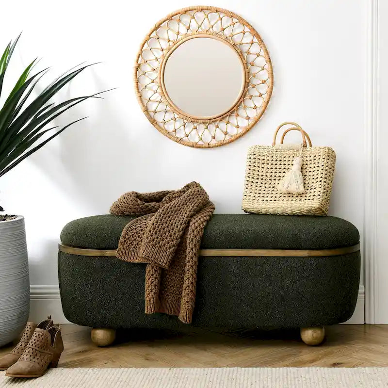Storage Ottoman Bench, Upholstered End of Bed Ottoman Bench with Storage and Seating, Large Blanket Storage Bench for Foot Rest