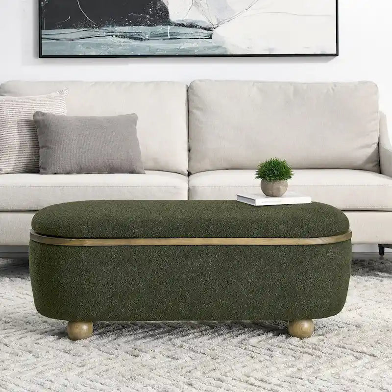 Storage Ottoman Bench, Upholstered End of Bed Ottoman Bench with Storage and Seating, Large Blanket Storage Bench for Foot Rest