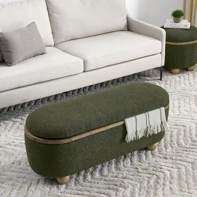Storage Ottoman Bench, Upholstered End of Bed Ottoman Bench with Storage and Seating, Large Blanket Storage Bench for Foot Rest