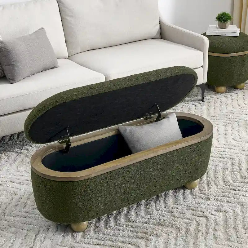 Storage Ottoman Bench, Upholstered End of Bed Ottoman Bench with Storage and Seating, Large Blanket Storage Bench for Foot Rest