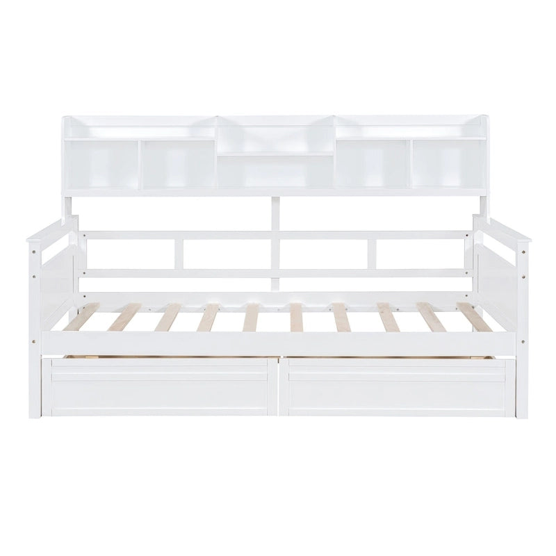 Twin Daybed with Storage Drawers & Shelf