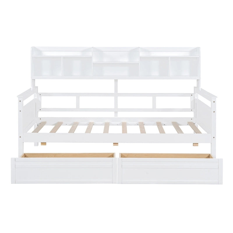 Twin Daybed with Storage Drawers & Shelf
