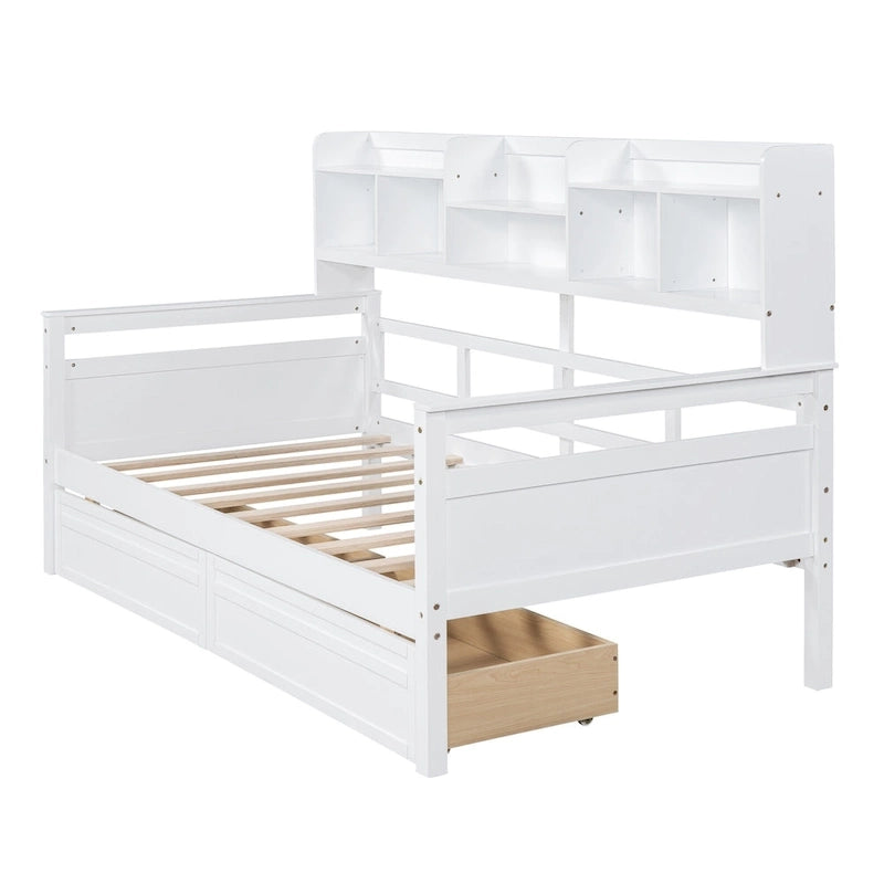 Twin Daybed with Storage Drawers & Shelf