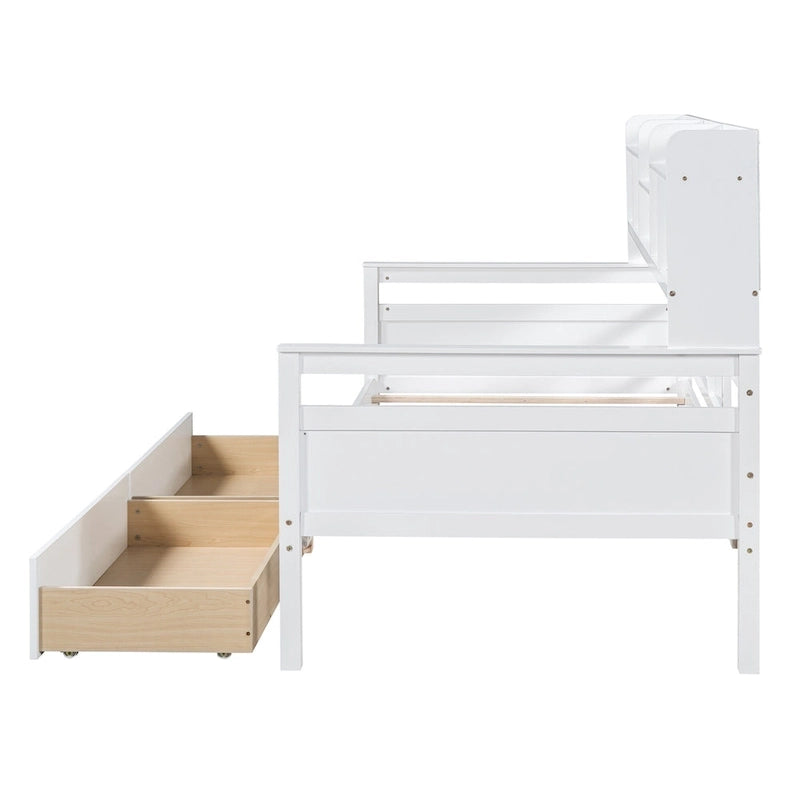 Twin Daybed with Storage Drawers & Shelf