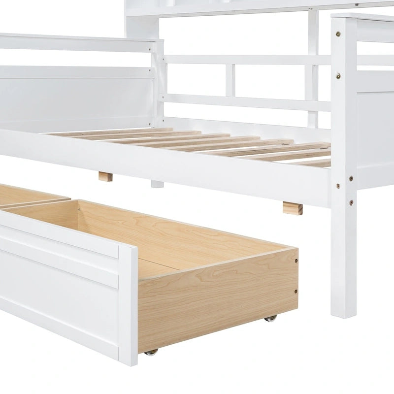 Twin Daybed with Storage Drawers & Shelf