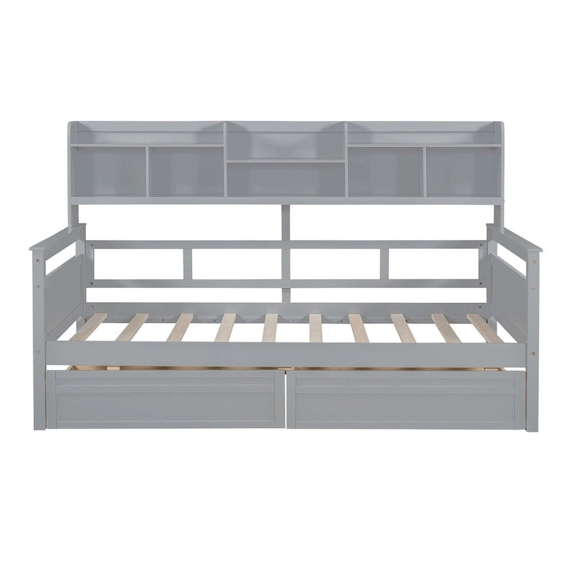 Twin Daybed with Storage Drawers & Shelf