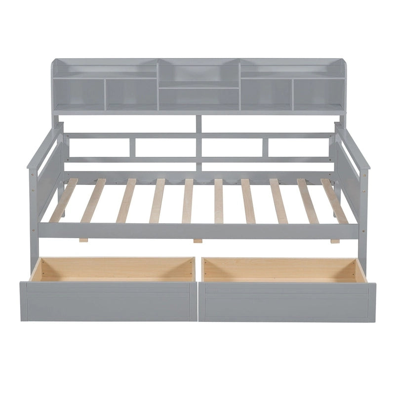 Twin Daybed with Storage Drawers & Shelf