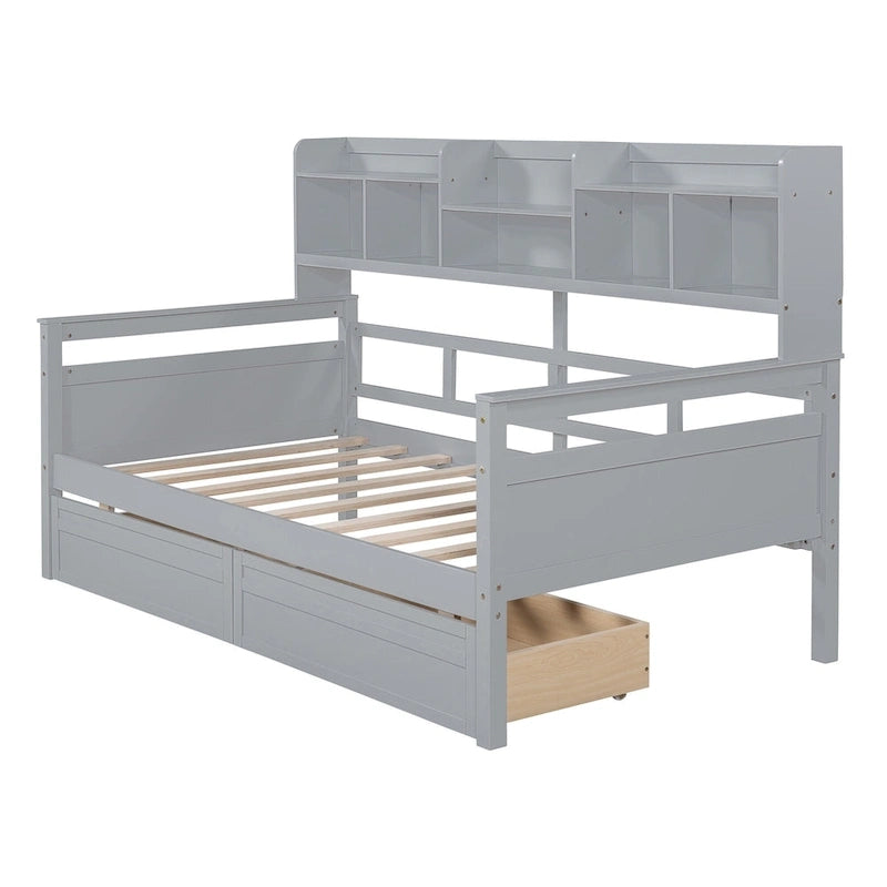 Twin Daybed with Storage Drawers & Shelf