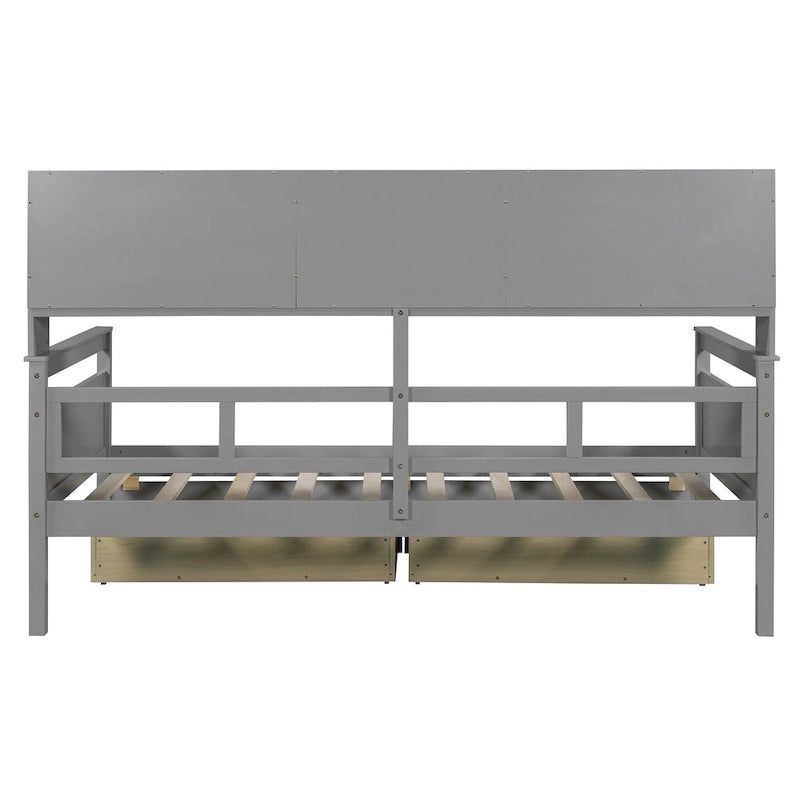 Twin Daybed with Storage Drawers & Shelf
