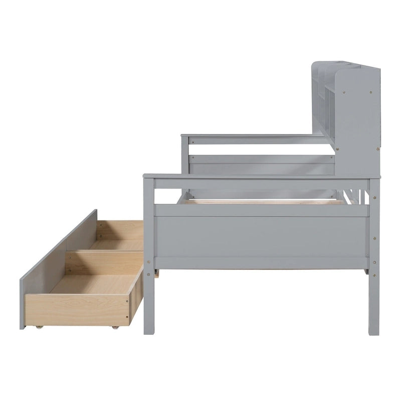 Twin Daybed with Storage Drawers & Shelf