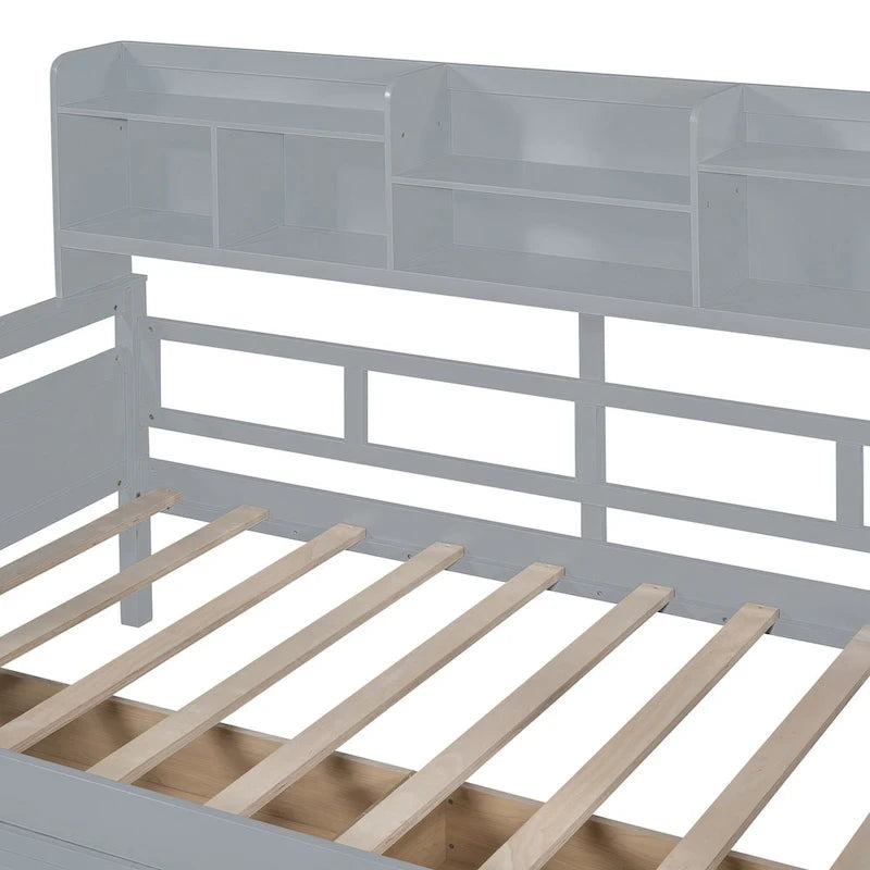 Twin Daybed with Storage Drawers & Shelf