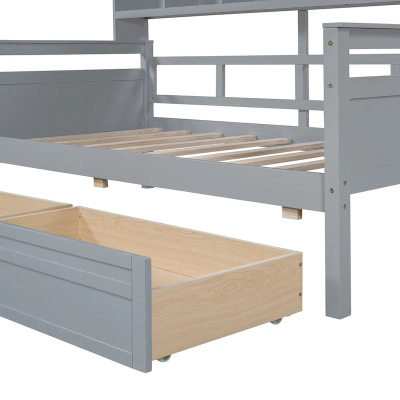 Twin Daybed with Storage Drawers & Shelf