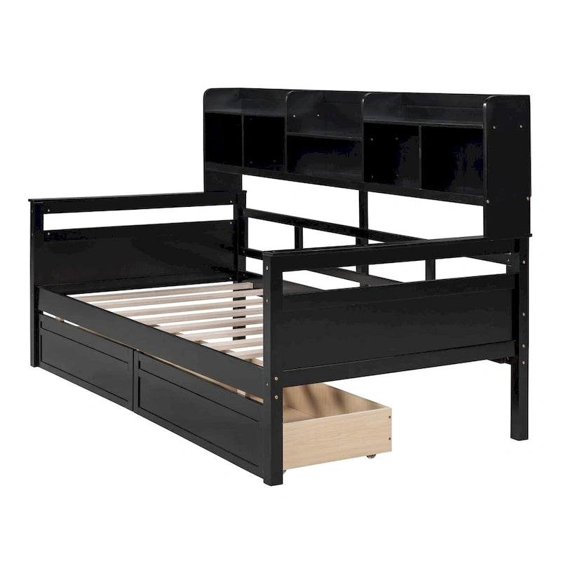 Twin Daybed with Storage Drawers & Shelf