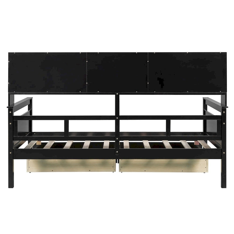 Twin Daybed with Storage Drawers & Shelf