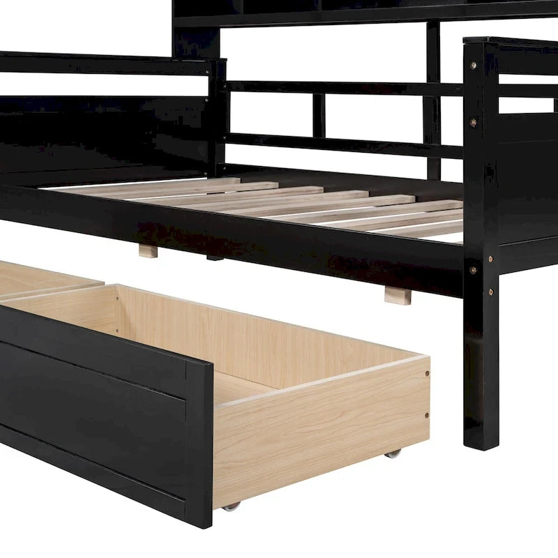Twin Daybed with Storage Drawers & Shelf
