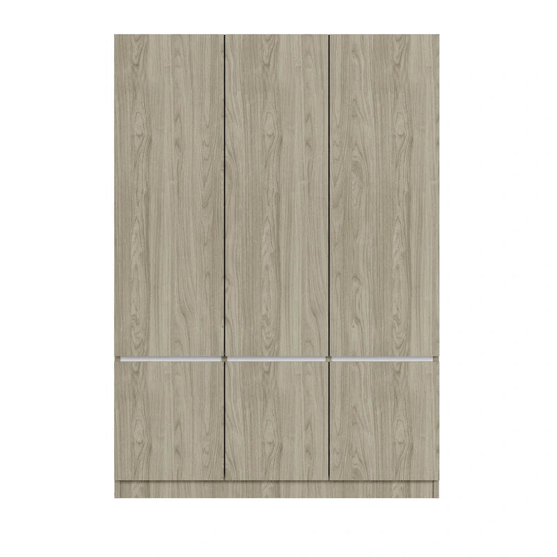 Freestanding Armoire Wardrobe Bedroom Clothing Storage Cabinet with Clothes Rail 6-Door Wooden Wardrobe Closet