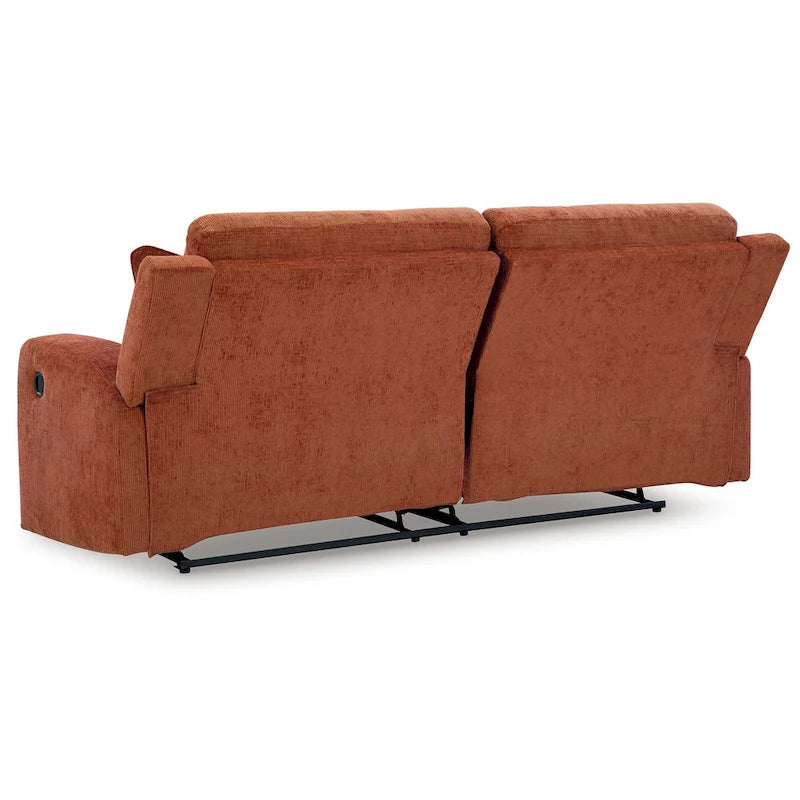 Genna Manual Recliner Sofa, Spice Orange Polyester, 2 Pillow 87 Inch