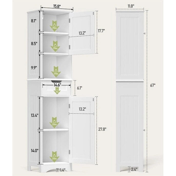 67" Narrow Bathroom Storage Tower