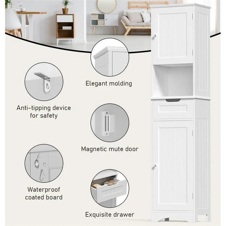 67" Narrow Bathroom Storage Tower