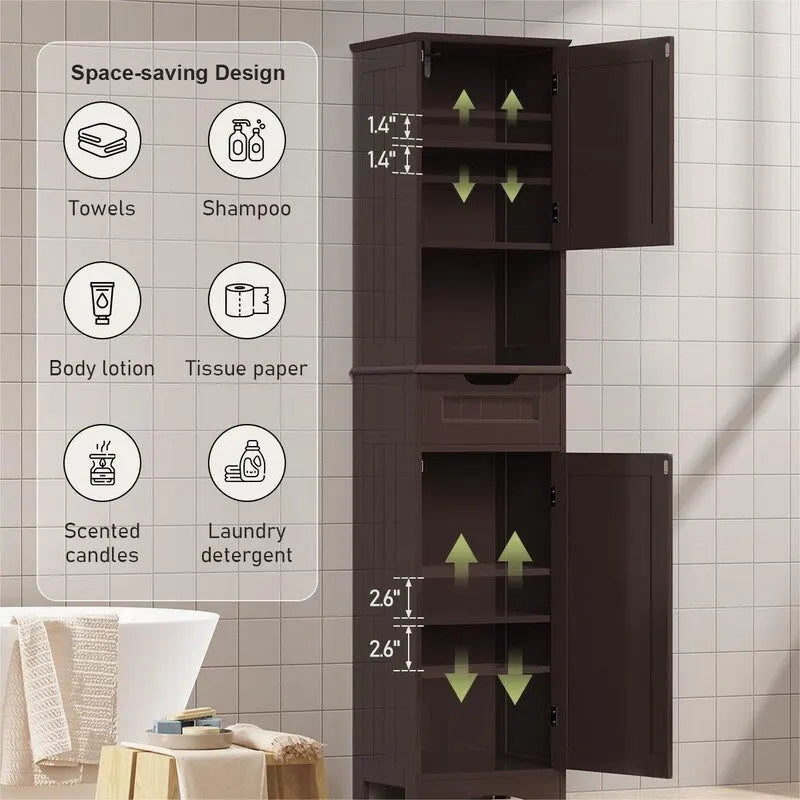 67" Narrow Bathroom Storage Tower