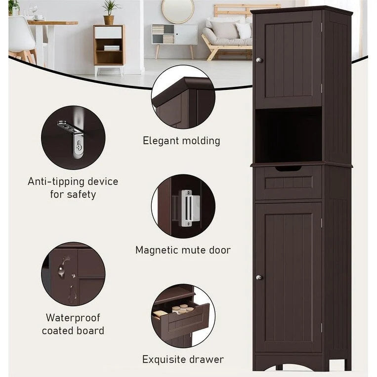 67" Narrow Bathroom Storage Tower