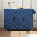 51.2W Kitchen Island with Drop Leaf, Farmhouse Kitchen Island on Wheels with Internal Storage Rack Rolling Kitchen Cart