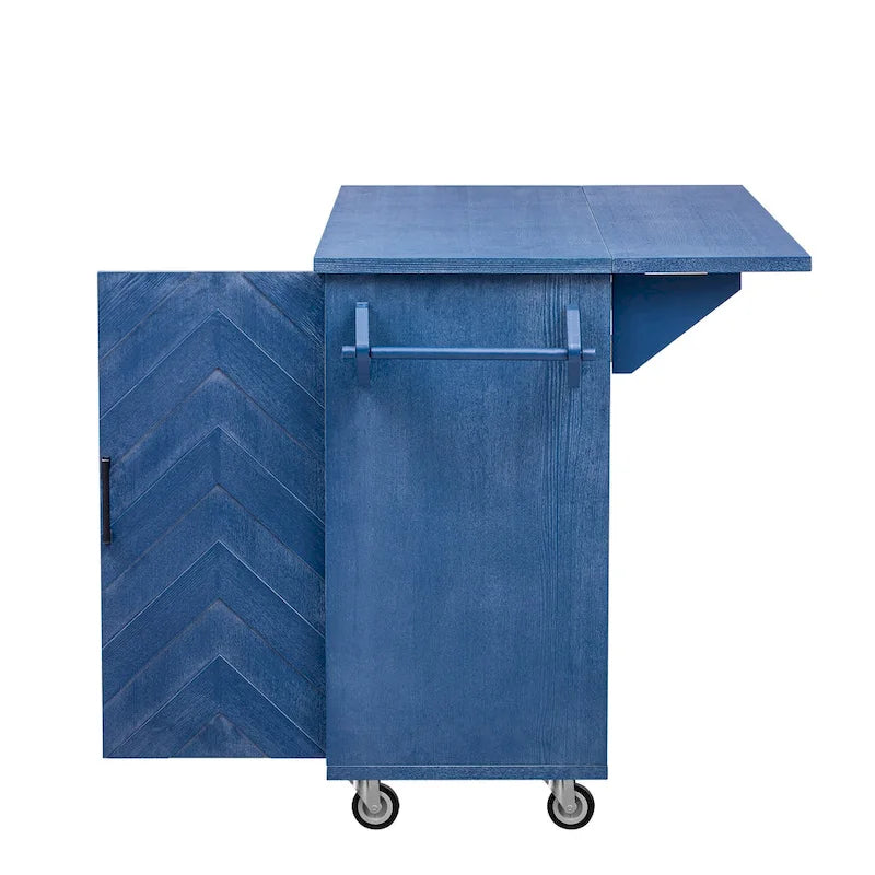 51.2W Kitchen Island with Drop Leaf, Farmhouse Kitchen Island on Wheels with Internal Storage Rack Rolling Kitchen Cart