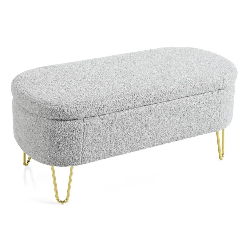 Oval Storage Bench for Living Room Bedroom End of Bed