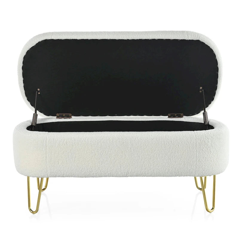 Oval Storage Bench for Living Room Bedroom End of Bed