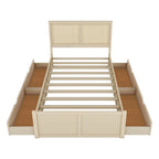 Lit plate-forme de rangement avec tête de lit en rotin