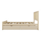 Lit plate-forme de rangement avec tête de lit en rotin
