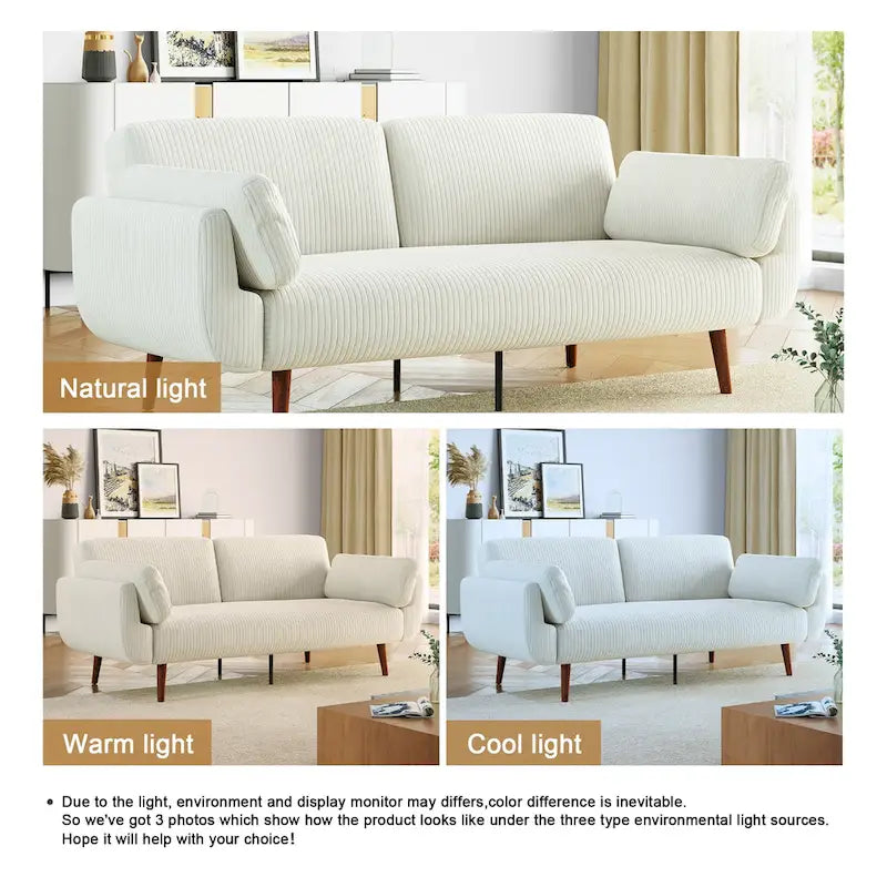73.3 W Flared Arm Convertible Sleeper Sofa Modern Corduroy Loveseat