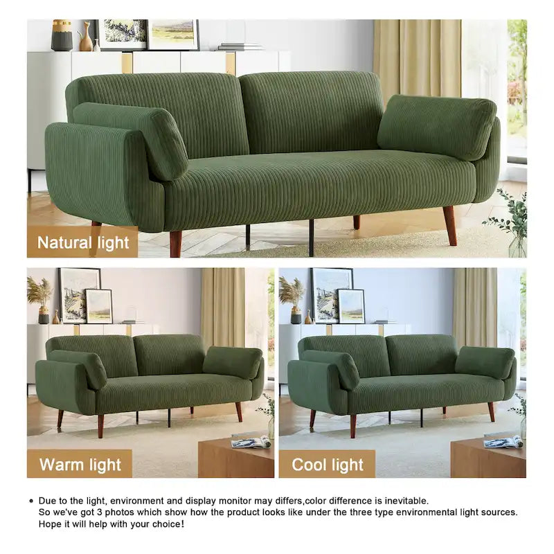 73.3 W Flared Arm Convertible Sleeper Sofa Modern Corduroy Loveseat
