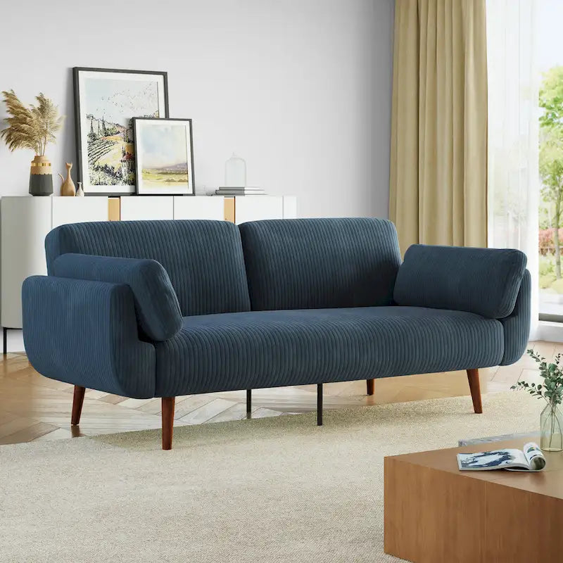 73.3 W Flared Arm Convertible Sleeper Sofa Modern Corduroy Loveseat