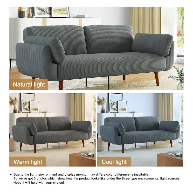 73.3 W Flared Arm Convertible Sleeper Sofa Modern Corduroy Loveseat