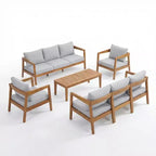 ModernLuxe Ensemble de canapés de jardin 4/5 pièces en bois d'acacia, salon de jardin avec table basse pour véranda/jardin/balcon