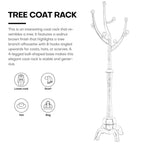 Porte-manteau sur pied en bois d'hévéa forme branche d'arbre avec 8 crochets - 24,5 L x 70,87 H