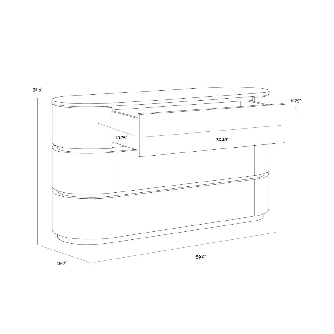 Commode sculpturale en marbre biologique avec rangements - Chambre à coucher | Finition polie