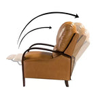 Ensemble de 2 fauteuils inclinables manuels en cuir véritable, inclinaison à 159°