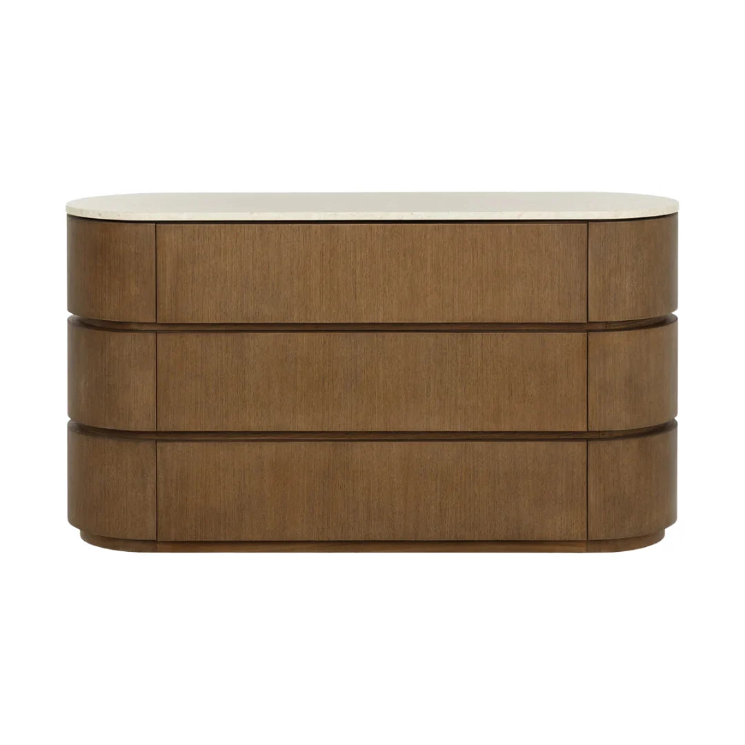 Commode sculpturale en marbre biologique avec rangements - Chambre à coucher | Finition polie