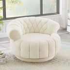 Fauteuil d'appoint pivotant moderne avec coussin épais, fauteuil club rond en chenille, fauteuil pivotant à 360° pour salon ou appartement - Panipeachy