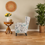 Fauteuil rembourré à dossier haut avec pieds en bois Modern Retro 30.25 pour le salon