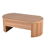 Table basse relevable de 120 cm, table centrale ovale en bois avec rangement caché, table basse moderne pour salon, chambre, bureau