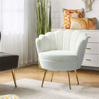 Fauteuil baril confortable avec pieds en métal doré, fauteuil d'appoint pour salon