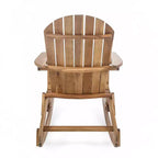 Okak Fauteuil à bascule rustique Adirondack en acacia de qualité supérieure, 1 pièce, chaise longue d'extérieur pour véranda, jardin et arrière-cour, naturel