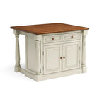 Ensemble d'îlot de cuisine 3 pièces Monarch de Homestyles en bois blanc cassé avec dessus en bois à abattant – 48 po x 25 po x 36 po