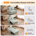 Canapé-lit convertible inclinable en cuir rembourré anti-griffes pour petits espaces avec coussins